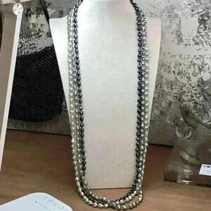 3 Seperate Strands of Gray and Silver Beaded Necklaces